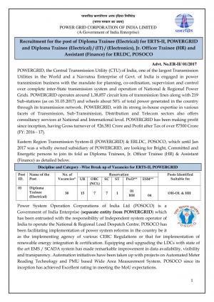 PGCIL Recruitment 2017 for 38 Diploma Trainee & Other Posts