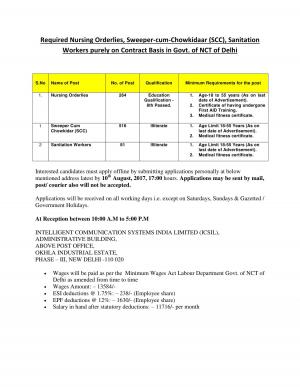 ICSIL Recruitment for 861 Nursing Orderlies, Sweeper & Sanitation Worker Posts