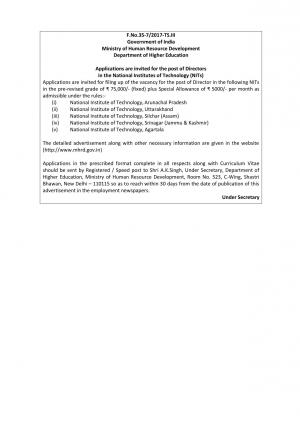 NIT Recruitment 2017 for Director Post