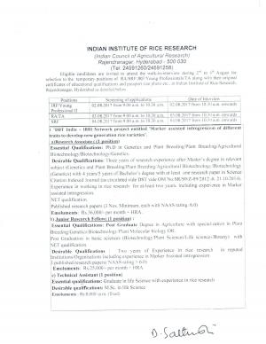 IIRR Recruitment 2017 for 10 SRF & Other Posts 