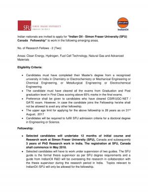 IOCL Recruitment 2017 for 02 Research Fellows Posts 