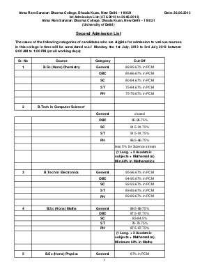 Atma Ram Sanatan Dharma college Second Cut-off
