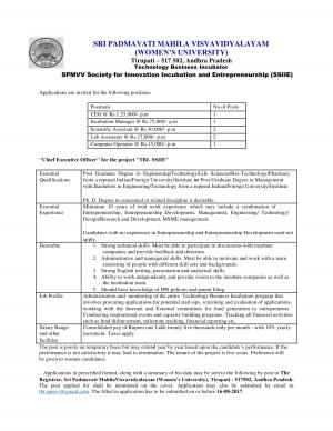 SPMVV Tirupati Recruitment 2017 for 7 Scientific Asst, Lab Asst & Other Posts