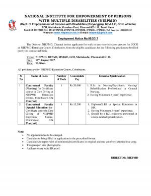 NIEPMD Recruitment 2017, Apply for Nursing and Special Education Faculty Posts