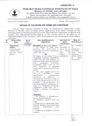 MDNIY Recruitment 2017 for 10 Programme Officer and Other Posts