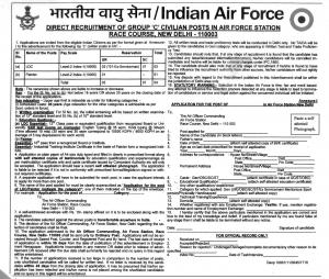 Join Indian Air Force Recruitment 2017, Group C Posts, 10+2 are Eligible to Apply 