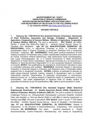 UPSC Recruitment 2017 for 54 Assistant Professor, Engineers & Other Posts