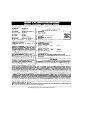 Military Hospital Trivandrum  recruitment 2017 15 Vacancies for Chowkidar Washerman  Other posts (2)