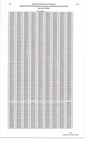 Jharkhand combined civil service pre exam 2016 revised result declared by JPSC