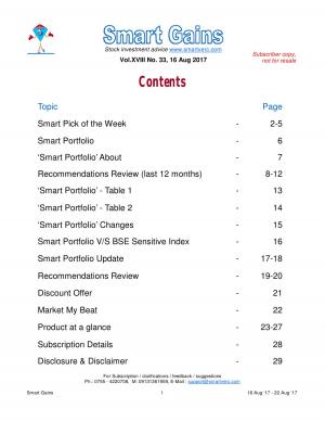 Smart Gains Vol.XVIII  No. 33 (16 August 2017 - 22 August 2017)