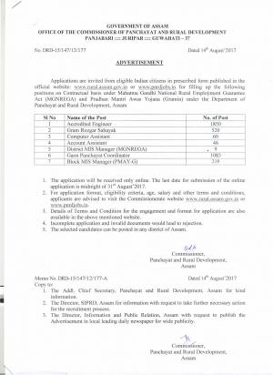 MGNREGA Recruitment 2017 for 3787 Accredited Engineer, Computer Assistant & Other Posts
