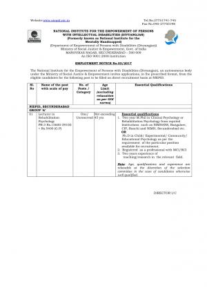 NIEPID Recruitment 2017 for 06 Lecturer & Other Posts  1