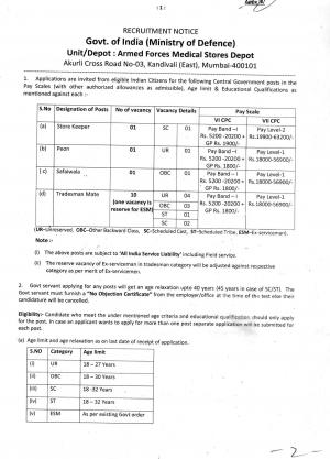 Ministry of Defence Recruitment 2017, Apply for 13 Tradesman Mate and Other Posts at AFMSD 