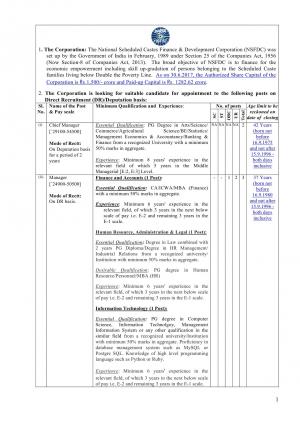 NSFDC Recruitment 2017 for 10 Chief Manager, Hindi Translator, Jr. Assistant & Manager Posts