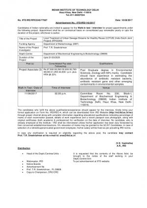 IIT, Delhi Recruitment 2017, Walk in for the Project Associate Posts