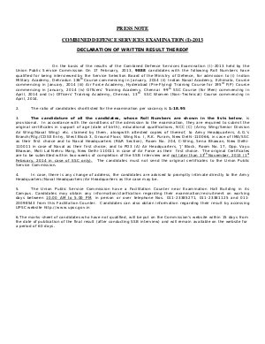 UPSC announced Written Result of CDS Examination 