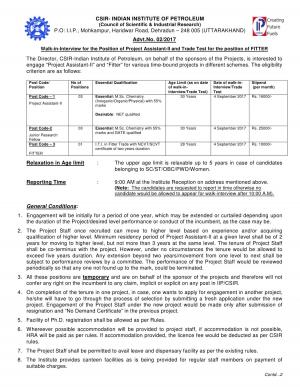 CSIR-IIP Recruitment 2017 for 07 Project Assistant, Junior Research Fellow & Fitter Posts