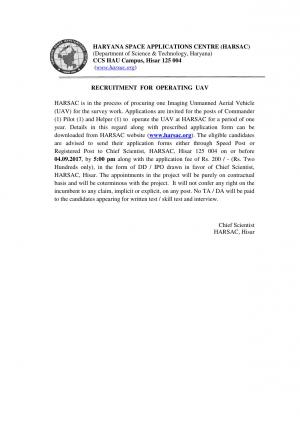 HARSAC Recruitment 2017 for Commander, Pilot & Helper Posts 