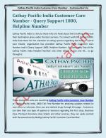 Cathay Pacific India Customer Care Number 