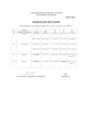 College of Vocational Studies fourth cut off list