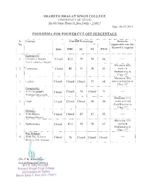 Shaheed Bhagat Singh college (Day) Fourth Cut-off