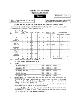 JPSC Notified Recruitment 2013 for Various Posts 