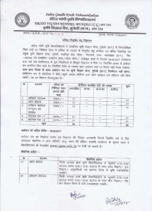 Indira Gandhi Krishi Vishwavidyalay Job for 5 Posts of Assistant and Others 