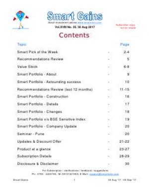 Smart Gains Vol.XVIII  No. 35 (30 August 2017 - 05 September 2017)