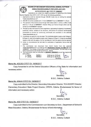 Odisha TET 2017: Notification; Apply @bseodisha.ac.in
