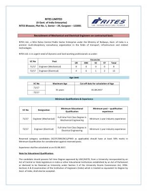 RITES Limited Recruitment 2017 for 21 Engineer Posts 