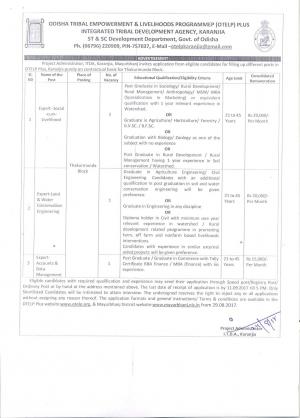 OTELP Recruitment 2017 for 03 Expert – Social – Cum-Livelihood and Other Posts