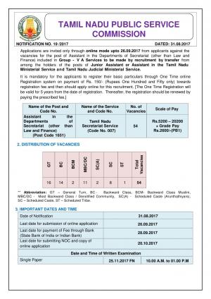 TNPSC Recruitment 2017, Apply for Assistant Posts 