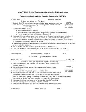 CMAT 2012 Scribe/Reader Certification for PD Candidates