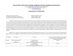 CSIR NISCAR Recruitment 2017, 7 Vacancies for Scientist and Senior Scientist Posts
