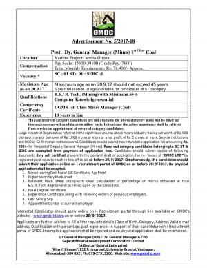 GMDC Recruitment 2017 for 3 Deputy General Manager Posts