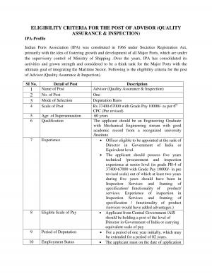 IPA Recruitment 2017 for Advisor Post