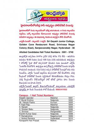 Hyderabad Campus-1 Hall Tickets