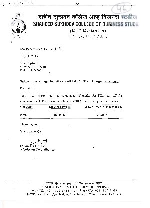 Shaheed Sukhdev college of Business Fifth Cut-off