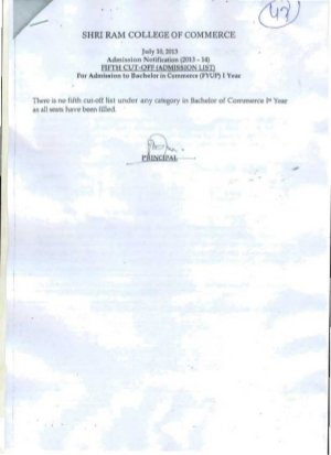 Shri Ram college of Fifth Cut-off