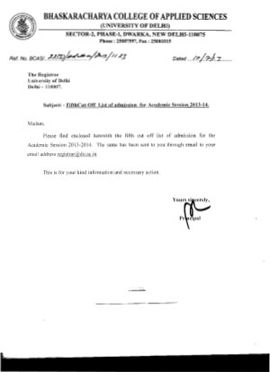 Bhaskaracharya college of Applied Sciences fifth cut off