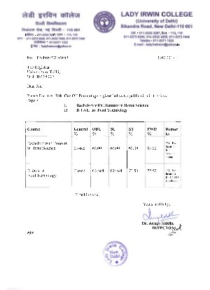 Lady Irwin college Fifth Cut-off