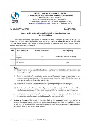 Railtel Recruitment 2017 for 45 Asst Engineer and Sr. Manager Posts 