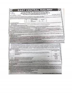 East Central Railway Recruitment 2017, Vacancies for Group C under Cultural Quota