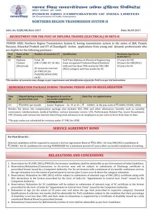 PGCIL Recruitment 2017, 30 Vacancies for Diploma Trainee (Electrical) Posts