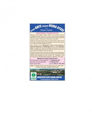 RINL, Visakhapatnam Steel Plant (VSP) Recruitment 2017 for Management Trainee (Technical) Posts