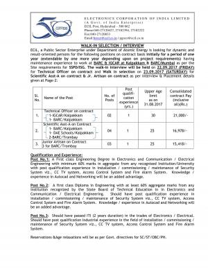 ECIL Recruitment 2017 for 09 Scientific Asst-A & Other Posts 