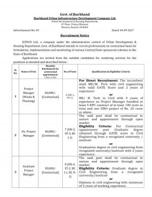 JUIDCO Recruitment 2017 for 20 Assistant Project Manager & Other Posts 