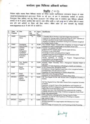 NHM Bageshwar Recruitment 2017 for 16  Community  Nurse and Other Posts