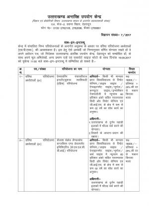 Uttarakhand Space Application Centre Recruitment 2017