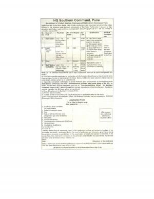 HQ Southern Command, Pune Recruitment 2017 for 12 MTS & Other Posts